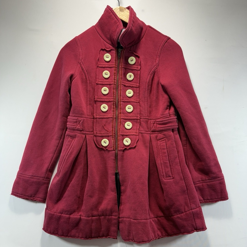 Knitted Dove Anthropologie Front Button Pea Coat Long Sleeve Pocket Size S